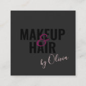 Carte De Visite Carré Simple Noir maquillage Artiste et Hair Stylist Squ (Devant)
