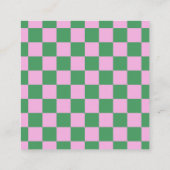 Carte De Visite Carré Simple Pink Green Checkerboard Your Logo Custom (Dos)