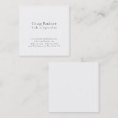 Carte De Visite Carré Simple Plain Black White Minimalist Modern (Devant / Derrière)