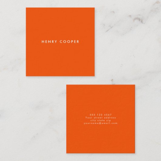 Carte De Visite Carré Simple Professional Modern Orange (Devant / Derrière)
