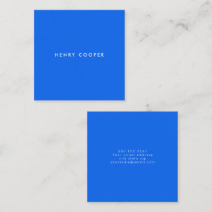 Carte De Visite Carré Simple professionnel moderne Cobalt bleu
