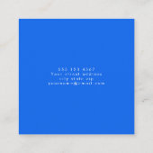 Carte De Visite Carré Simple professionnel moderne Cobalt bleu (Dos)