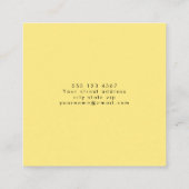 Carte De Visite Carré Simple professionnel moderne jaune (Dos)
