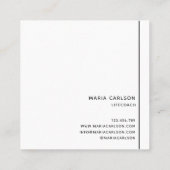 Carte De Visite Carré Simple professionnel moderne noir et blanc (Dos)