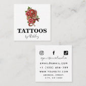 Carte De Visite Carré Simple Red Dragon Tattoo Artiste Salon Médias soci (Devant / Derrière)