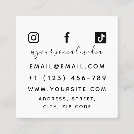 Carte De Visite Carré Simple Red Dragon Tattoo Artiste Salon Médias soci (Dos)