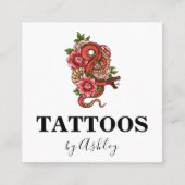 Carte De Visite Carré Simple Red Dragon Tattoo Artiste Salon Médias soci (Devant)