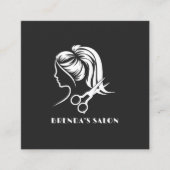 Carte De Visite Carré Simple salon de cheveux blancs Logo Arrière - plan (Devant)