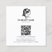 Carte De Visite Carré Simple salon de cheveux blancs Logo Arrière - plan (Dos)