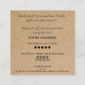 Carte De Visite Carré simple script de fabrication merci pour votre comm (Dos)