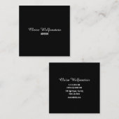 Carte De Visite Carré Simple Script Élégant Noir et Blanc (Devant / Derrière)