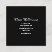 Carte De Visite Carré Simple Script Élégant Noir et Blanc (Dos)