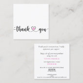 Carte De Visite Carré simple script moderne merci pour votre commande (Devant / Derrière)