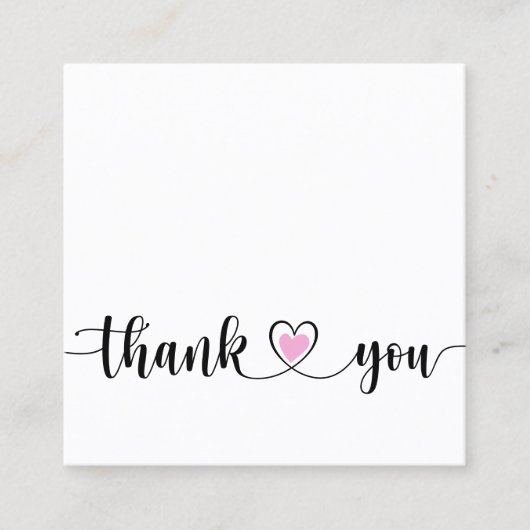 Carte De Visite Carré simple script moderne merci pour votre commande (Devant)