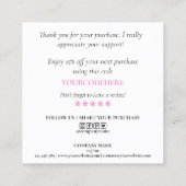 Carte De Visite Carré simple script moderne merci pour votre commande (Dos)