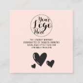 Carte De Visite Carré Simple Signature Script Hearts Order Merci Squ (Dos)