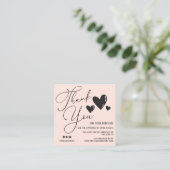 Carte De Visite Carré Simple Signature Script Hearts Order Merci Squ (Debout devant)