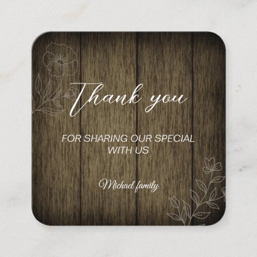 Carte De Visite Carré Simple thank you card  (Devant)