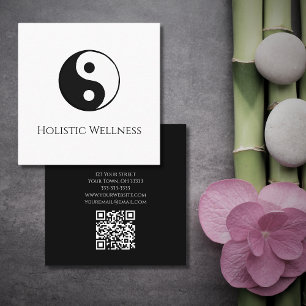 Carte De Visite Carré Simple Yin Yang Symbole Holistic Healer QR code