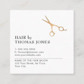 Carte De Visite Carré Simples Elégant Nettoyant Faux Or Ciseaux Cheveux (Devant)
