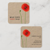 Carte De Visite Carré Simplicité du pavot rustique (Devant / Derrière)