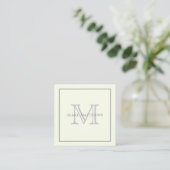 Carte De Visite Carré Simply Elegant Ivory Gray Custom Monogram (Debout devant)
