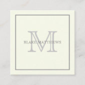 Carte De Visite Carré Simply Elegant Ivory Gray Custom Monogram (Devant)