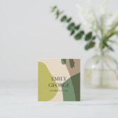 CARTE DE VISITE CARRÉ SITE ABSTRAIT MODERNE LIME GREEN ART MARIAGE (Debout devant)