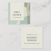 CARTE DE VISITE CARRÉ SITE ABSTRAIT MODERNE SOFT AQUA BLEU MARIAGE (Devant / Derrière)