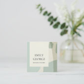 CARTE DE VISITE CARRÉ SITE ABSTRAIT MODERNE SOFT AQUA BLEU MARIAGE (Debout devant)