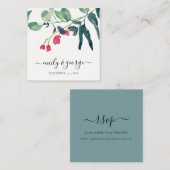 CARTE DE VISITE CARRÉ SITE WEB MARIAGE DE FOLIAGE EUCALYPTUS ROSE VERTE (Devant / Derrière)