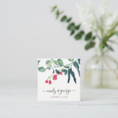 CARTE DE VISITE CARRÉ SITE WEB MARIAGE DE FOLIAGE EUCALYPTUS ROSE VERTE (Debout devant)