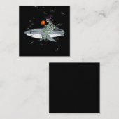 Carte De Visite Carré Skeleton équitation requin - Drôle cadeau Hallowee (Devant / Derrière)