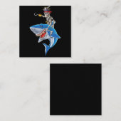 Carte De Visite Carré Skeleton Pirate équitation Requin mignonette Garço (Devant / Derrière)