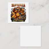 Carte De Visite Carré Slothzilla Too Lazy to Destroy,Funny Kaiju Monster (Devant / Derrière)