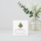 Carte De Visite Carré Small Business Christmas Tree Winter Greenery (Debout devant)