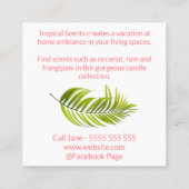 Carte De Visite Carré Soap Et Bougie Du Logo Tropical Sunset (Dos)