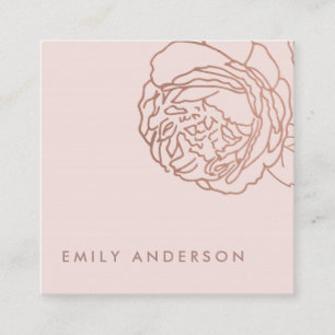 CARTE DE VISITE CARRÉ SOBRE ÉLÉGANT FAUX ROSE ROSE ROSE BLANCHE FLORAL