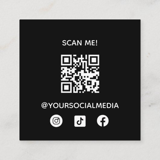 Carte De Visite Carré Social Media Ajouter Logo QR Code Holographique te (Dos)
