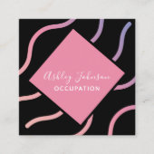 Carte De Visite Carré Social Media Ajouter Logo QR Code Holographique te (Devant)