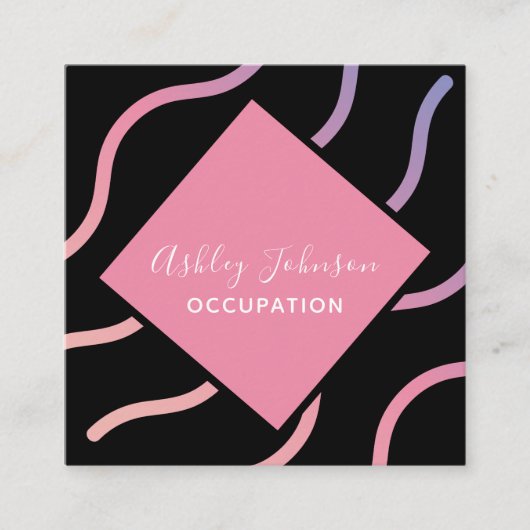 Carte De Visite Carré Social Media Ajouter Logo QR Code Holographique te (Devant)