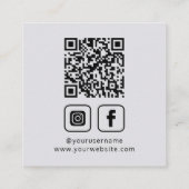 Carte De Visite Carré Social Media Code QR Logo Platine (Dos)