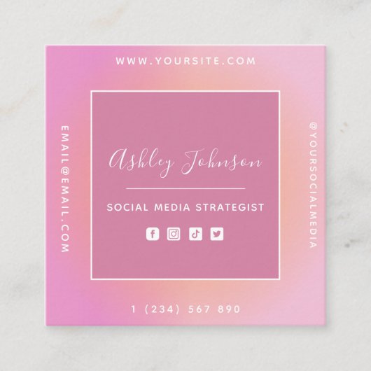 Carte De Visite Carré Social Media Manager Social Media QR Code Été (Devant)