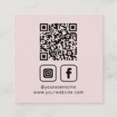 Carte De Visite Carré Social Media QR Code Logo Blush Rose (Dos)