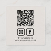 Carte De Visite Carré Social Media QR Code Logo Élégant Eggshell (Dos)