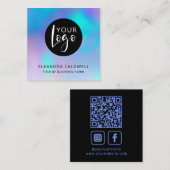 Carte De Visite Carré Social Media QR Code Logo Opal Iridescente (Devant / Derrière)