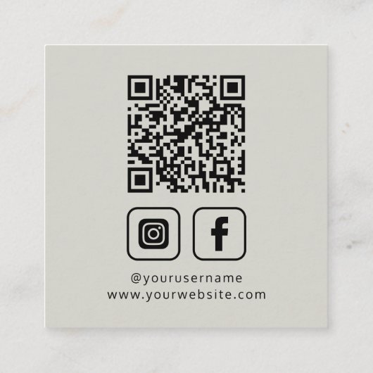 Carte De Visite Carré Social Media QR Code Logo Smoky Blanc (Dos)