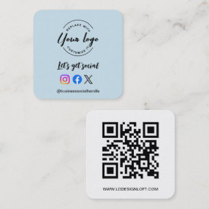 Carte De Visite Carré Social Media QR code site Web Personnalisé logo bl