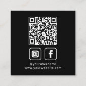 Carte De Visite Carré Social Media QR Code Votre logo noir (Dos)