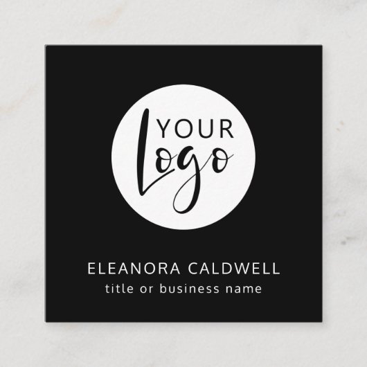 Carte De Visite Carré Social Media QR Code Votre logo noir (Devant)